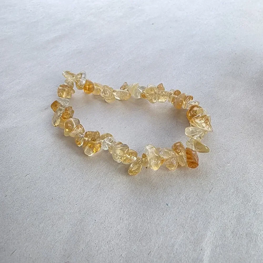 KJC HSN 925 Sterling Silver Genuine Stone Citrine stretch Bracelet‎ 7” New